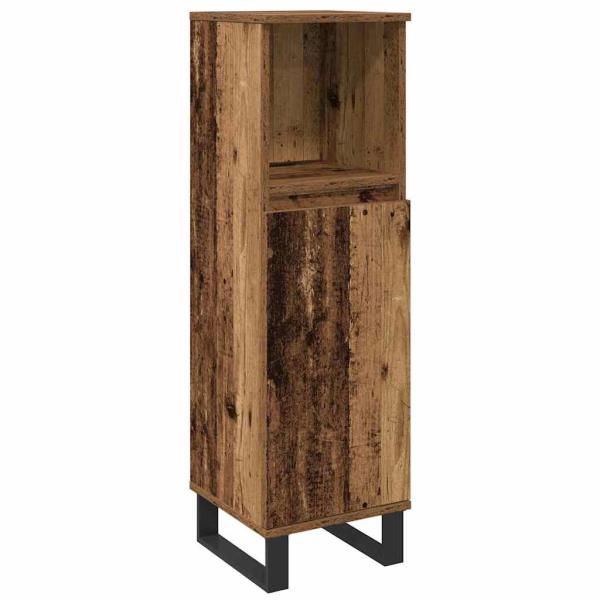 3-teiliges Badezimmermöbel Set aus altem Holz