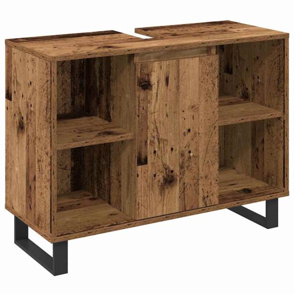3-teiliges Badezimmermöbel Set aus altem Holz