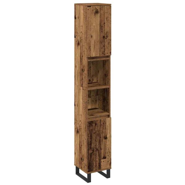 3-teiliges Badezimmermöbel Set aus altem Holz