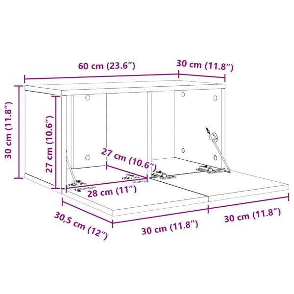 TV-Schrank-Set 4 pcs Altes Holz Mittel 30 x 60 x 30,5 cm