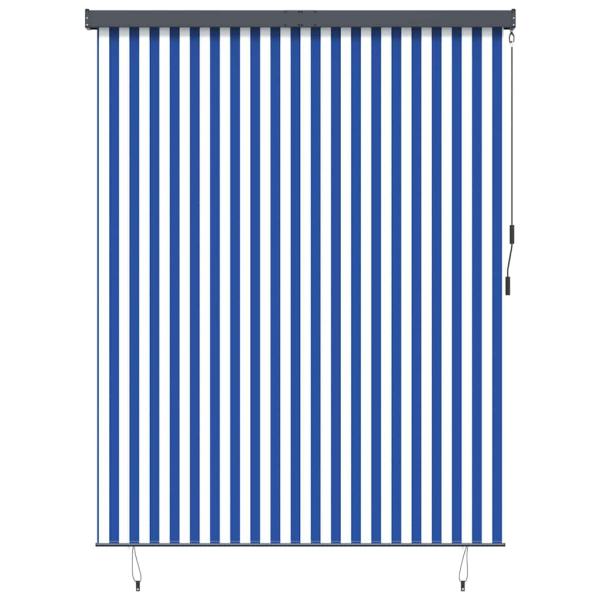 Outdoor Rollo Gestreift Verstellbar Blau und weiß 200 x 250 cm Stoff
