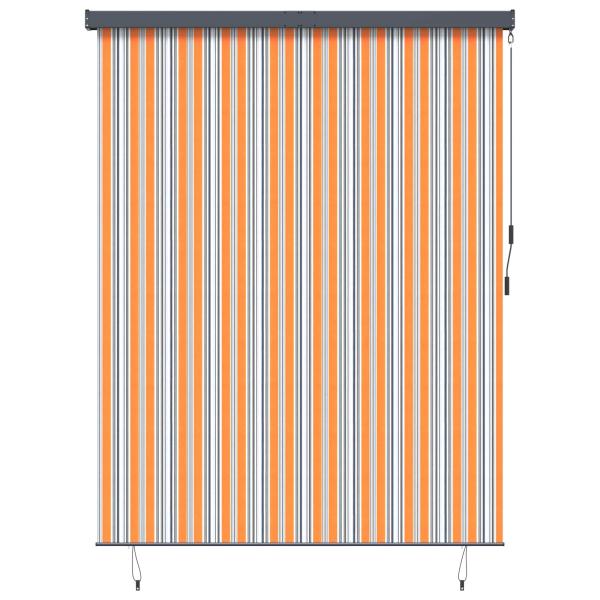 ARDEBO.de - Outdoor Rollo Gestreift Verstellbar Gelb und Blau 200 x 250 cm Stoff