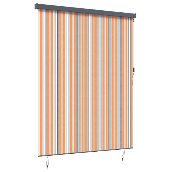 Outdoor Rollo Gestreift Verstellbar Gelb und Blau 200 x 250 cm Stoff