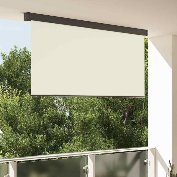 ARDEBO.de - Outdoor Rollo Gestreift Verstellbar Creme 200 x 250 cm Stoff