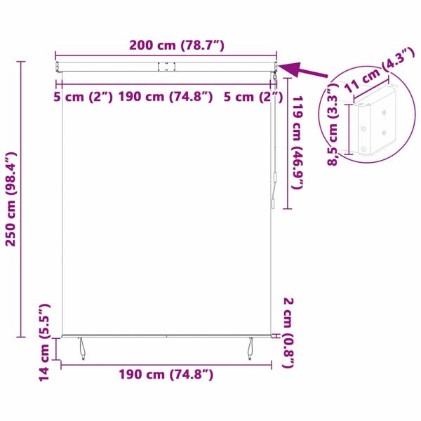 Outdoor Rollo Gestreift Verstellbar Creme 200 x 250 cm Stoff