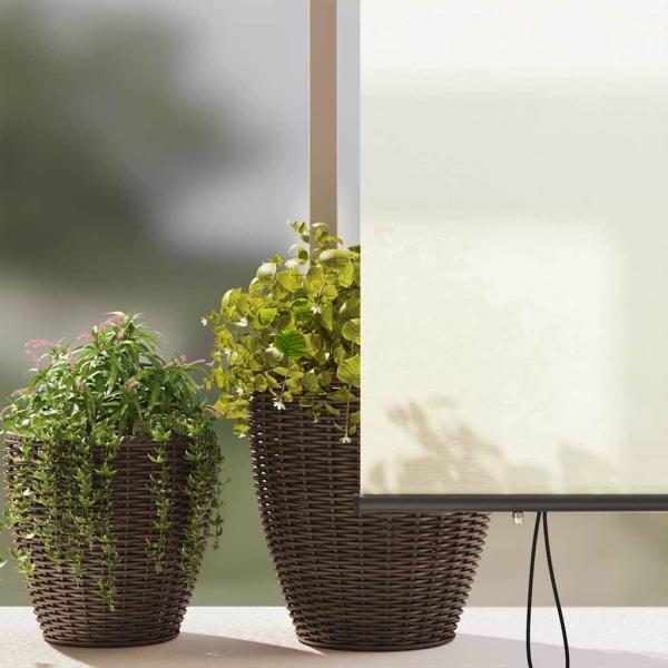 Outdoor Rollo Gestreift Verstellbar Creme 200 x 250 cm Stoff