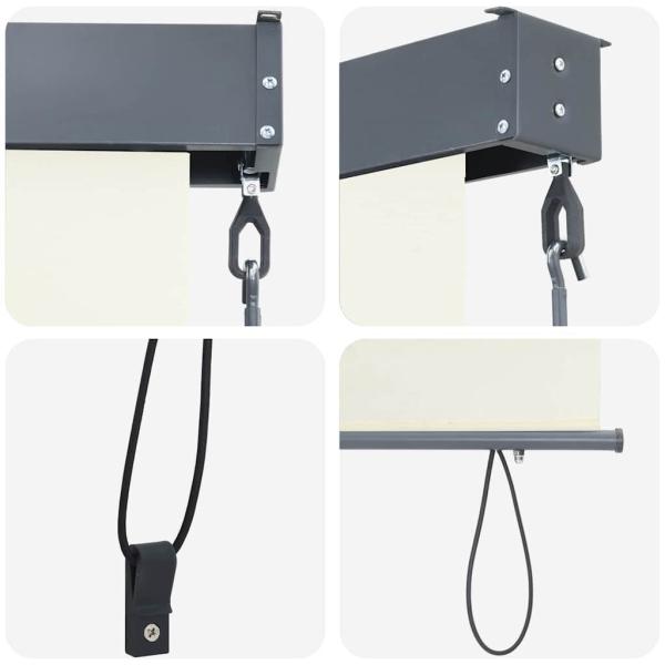 Outdoor Rollo Gestreift Verstellbar Creme 200 x 250 cm Stoff