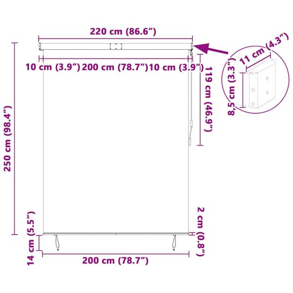 Outdoor Rollo Gestreift Verstellbar Orange und Weiß 220 x 250 cm Stoff