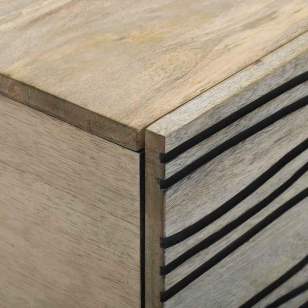 Couchtisch Weiß, Schwarz 80 x 50 x 40 cm massives Mangoholz