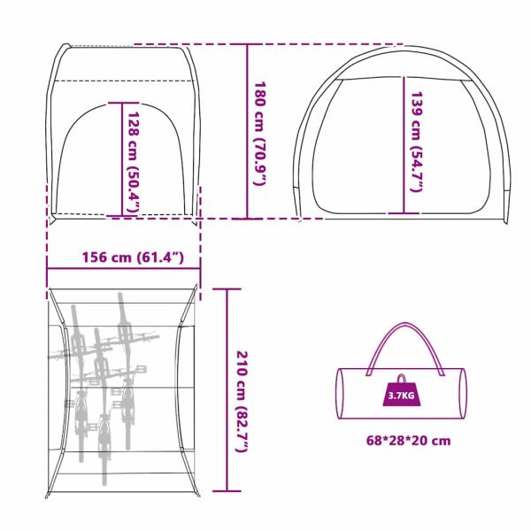 Fahrradgarage mit Dach mit Speicher mit Luftentlüftung Grün