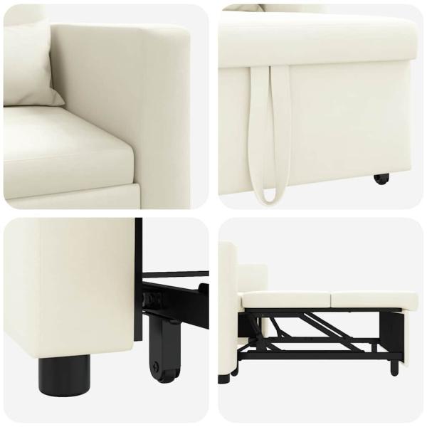 3-in-1 Schlafsofa Creme Samt