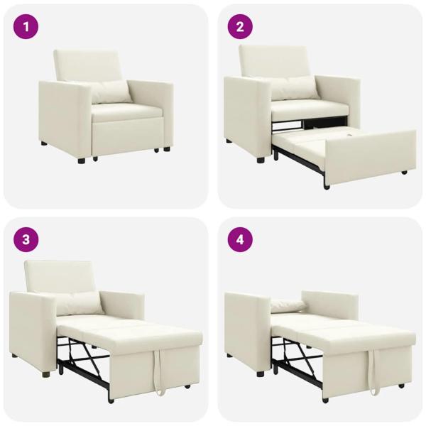 3-in-1 Schlafsofa Creme Samt
