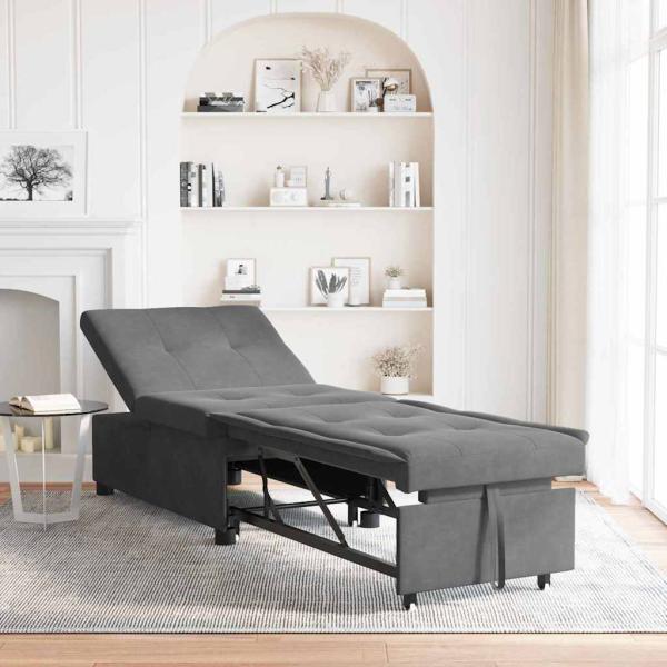 ARDEBO.de - Sofa Bett mit Rad Dunkelgrau 194 x 50 x 82 cm
