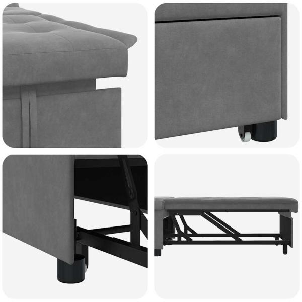 Sofa Bett mit Rad Dunkelgrau 194 x 50 x 82 cm
