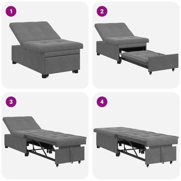 Sofa Bett mit Rad Dunkelgrau 194 x 50 x 82 cm