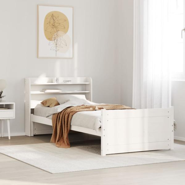 ARDEBO.de - Bettgestell mit Kopfteil ohne Matratze Weiß 90x200 cm