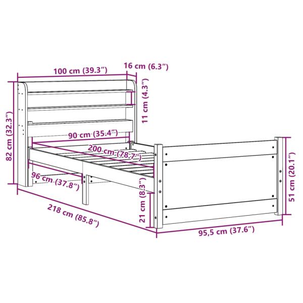 Bettgestell mit Kopfteil ohne Matratze Weiß 90x200 cm