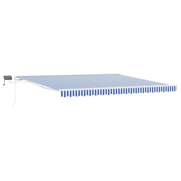 Einziehbare Markise Blau und weiß 5 x 3 m Stoff und Metall