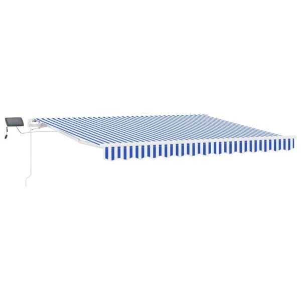 Einziehbare Markise Blau und weiß 3.5 x 2.5 m Stoff und Metall
