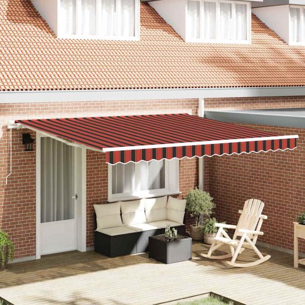 ARDEBO.de - Einziehbare Markise Orange und Braun 400 x 300 cm Stoff