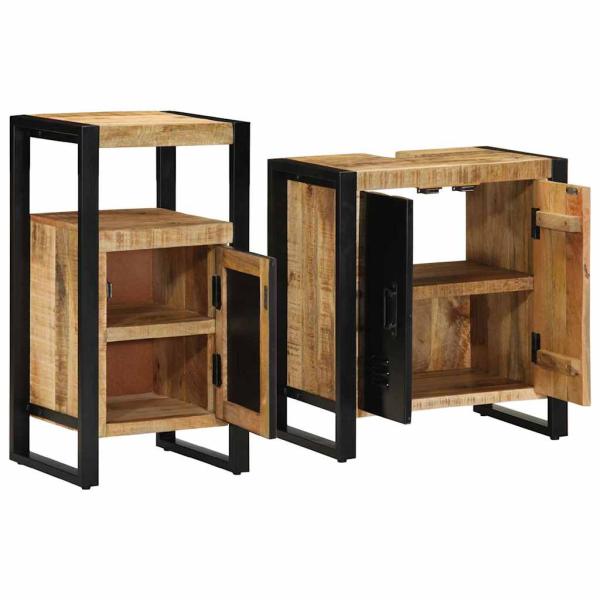 Badezimmermöbel Set 2 pcs Braun Massives, grobes Mangoholz