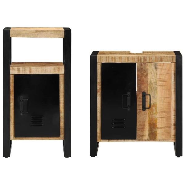 Badezimmermöbel Set 2 pcs Braun Massives, grobes Mangoholz