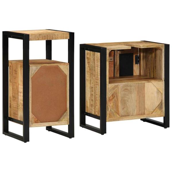 Badezimmermöbel Set 2 pcs Braun Massives, grobes Mangoholz