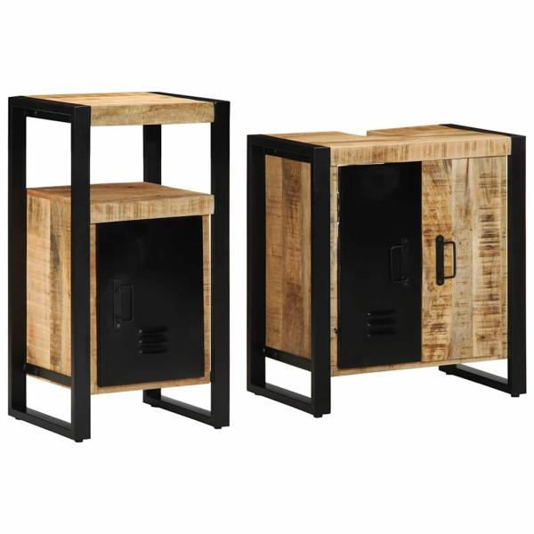 Badezimmermöbel Set 2 pcs Braun Massives, grobes Mangoholz