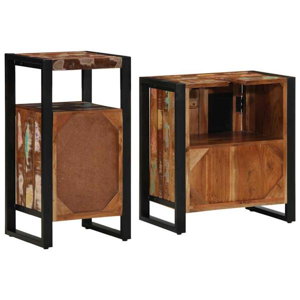 Badezimmermöbel Set mit Regal 2 pcs Braun recyceltes Massivholz