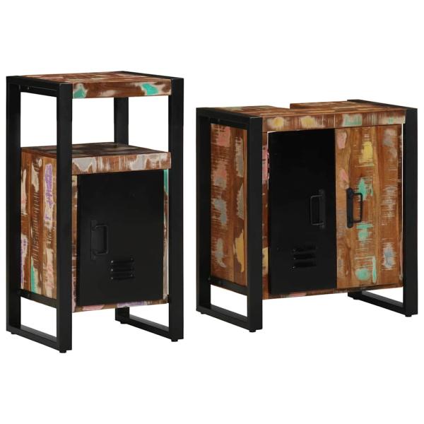 Badezimmermöbel Set mit Regal 2 pcs Braun recyceltes Massivholz