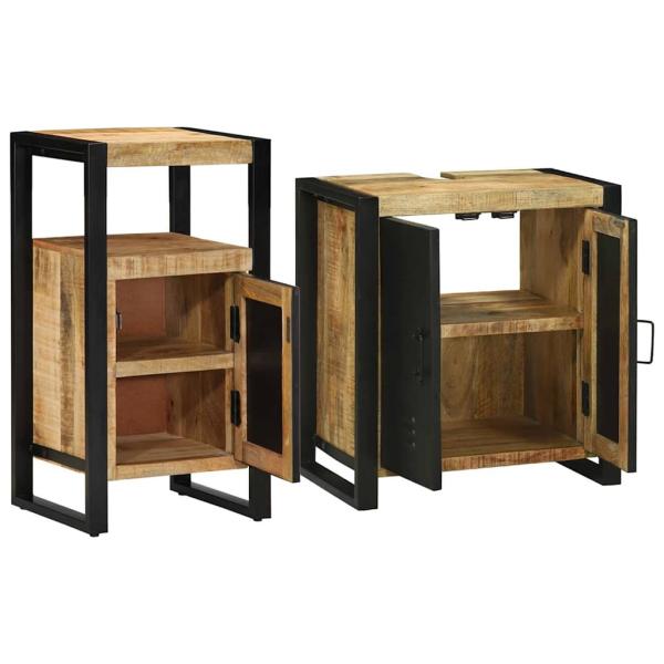 Badezimmermöbel Set 2 pcs Braun Massives, grobes Mangoholz
