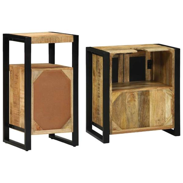 Badezimmermöbel Set 2 pcs Braun Massives, grobes Mangoholz