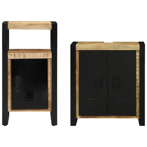 Badezimmermöbel Set 2 pcs Braun Massives, grobes Mangoholz
