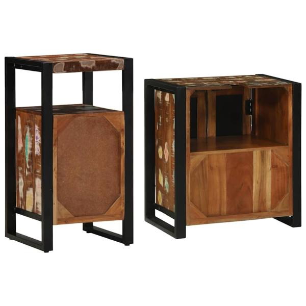 Badezimmermöbel Set mit Regal 2 pcs Braun recyceltes Massivholz