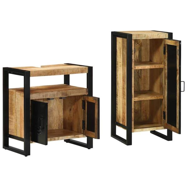 Badezimmermöbel Set mit Regal 2 pcs Braun Massives Mango-Holz