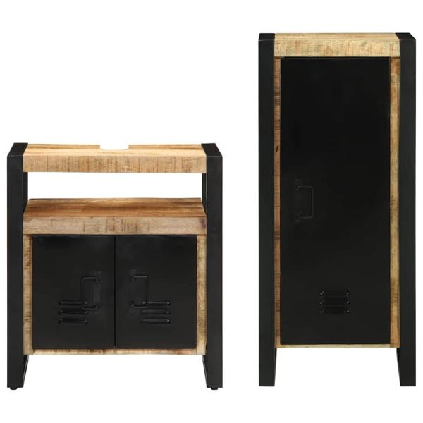 Badezimmermöbel Set mit Regal 2 pcs Braun Massives Mango-Holz