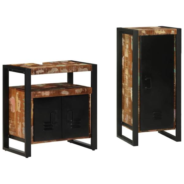 ARDEBO.de - Badezimmermöbel Set 2 pcs Mehrfarbig Massives recyceltes Holz