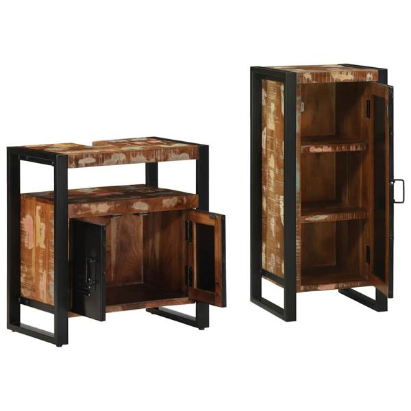 Badezimmermöbel Set 2 pcs Mehrfarbig Massives recyceltes Holz