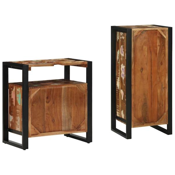 Badezimmermöbel Set 2 pcs Mehrfarbig Massives recyceltes Holz