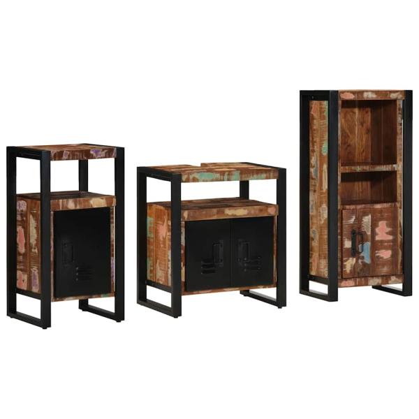 ARDEBO.de - Badezimmermöbel Set 3 pcs Mehrfarbig Massives recyceltes Holz