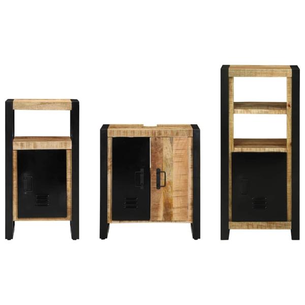 Badezimmermöbel Set mit Regal 3 pcs Braun Massives Mango-Holz