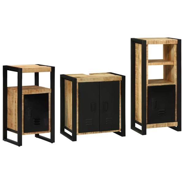Badezimmermöbel Set mit Regal 3 pcs Braun Massives Mango-Holz