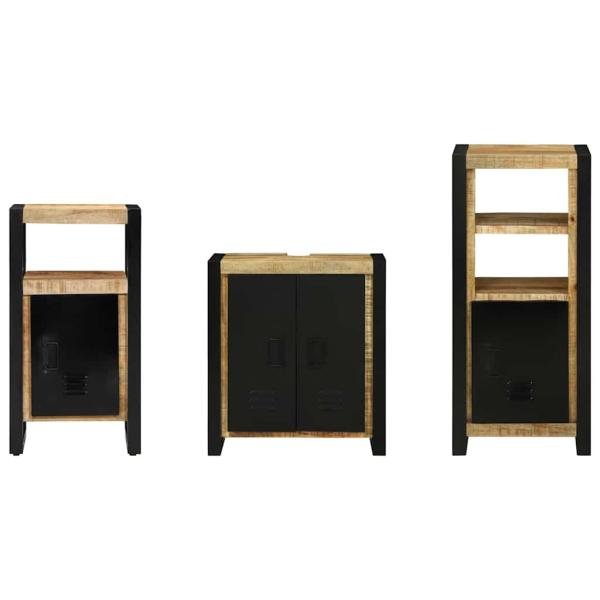 Badezimmermöbel Set mit Regal 3 pcs Braun Massives Mango-Holz
