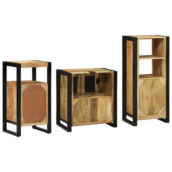 Badezimmermöbel Set mit Regal 3 pcs Braun Massives Mango-Holz