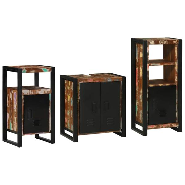 ARDEBO.de - Badezimmermöbel Set 3 pcs Mehrfarbig Massives recyceltes Holz