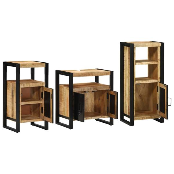 Badezimmermöbel Set mit Regal 3 pcs Braun Massives Mango-Holz