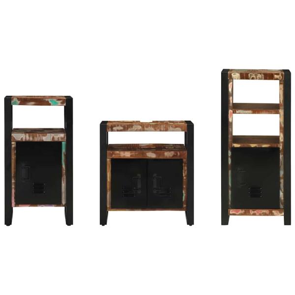 Badezimmermöbel Set 3 pcs Mehrfarbig Massives recyceltes Holz