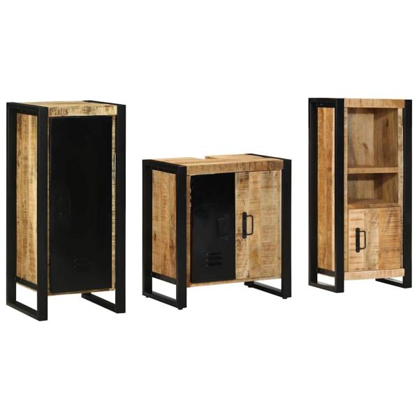 Badezimmermöbel Set mit Regal 3 pcs Braun Massives Mango-Holz