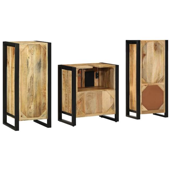 Badezimmermöbel Set mit Regal 3 pcs Braun Massives Mango-Holz