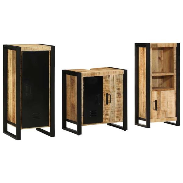 Badezimmermöbel Set mit Regal 3 pcs Braun Massives Mango-Holz